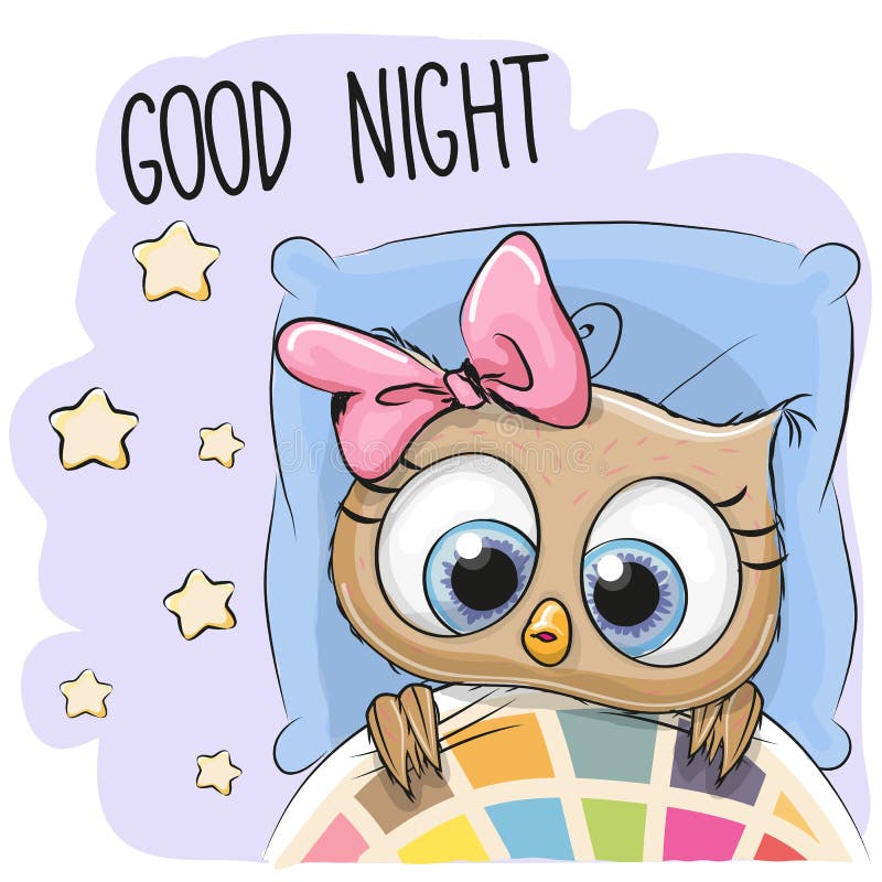 Cute Cartoon Sleeping Owl stock vector. Illustration of happiness ...