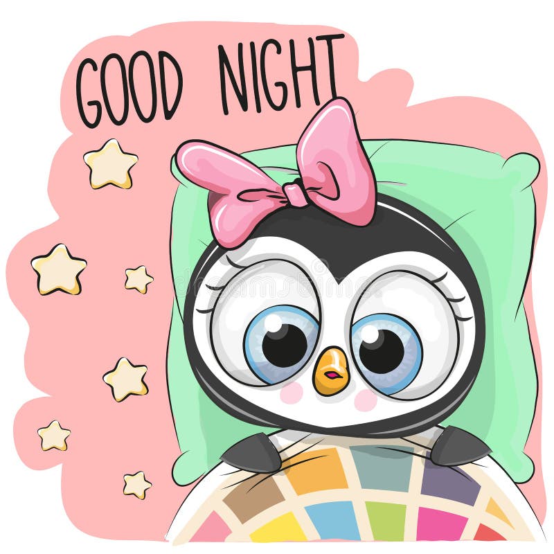 Cute Cartoon Sleeping Penguin Girl Stock Vector - Illustration of pajamas,  childbirth: 105846827
