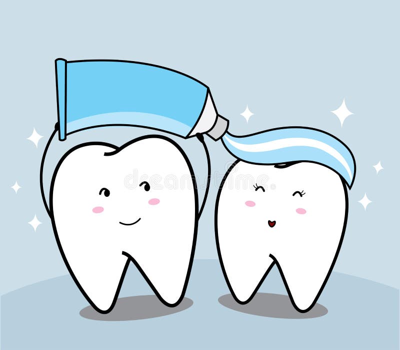 Cute cartoon Smiling tooth and toothpaste vector illustration