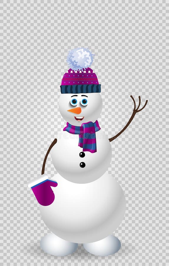 Cute Cartoon Snowman In Purple Knitted Hat On Transparent Background Stock Vector Illustration Of Clip Kids