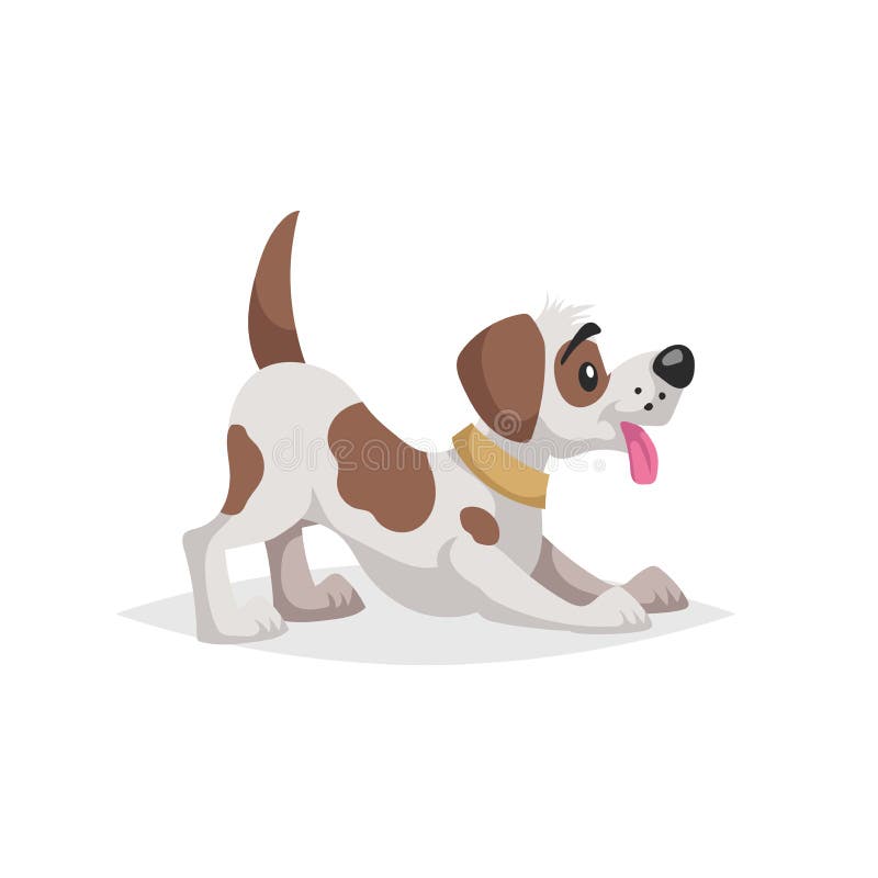 Cute cartoon spotted dog puppy makes compliment to owner. Pet animal. Flat with simple gradient illustration. Farm animal. Vector vector illustration