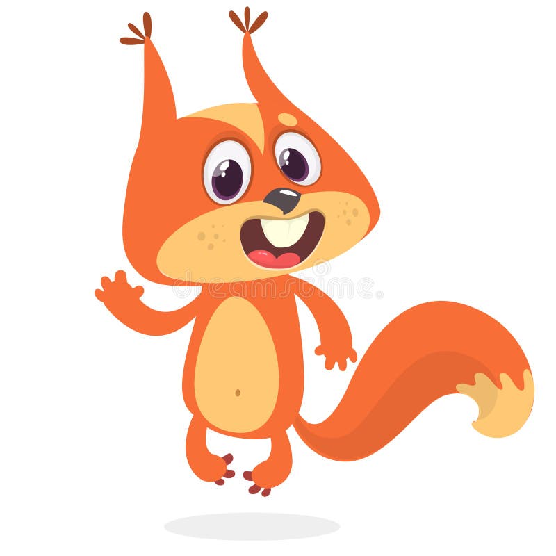 Cute cartoon squirrel waving paw. Vector clip art illustration with simple gradients vector illustration Cute cartoon squirrel waving paw. Vector clip art illustration with simple gradients vector illustration