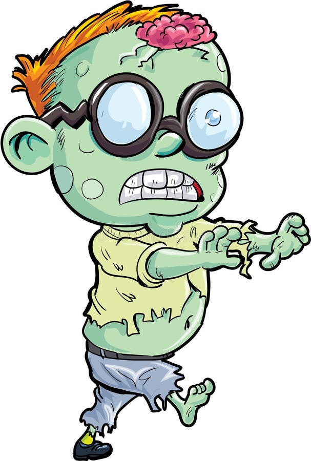 Cute cartoon stalking zombie.