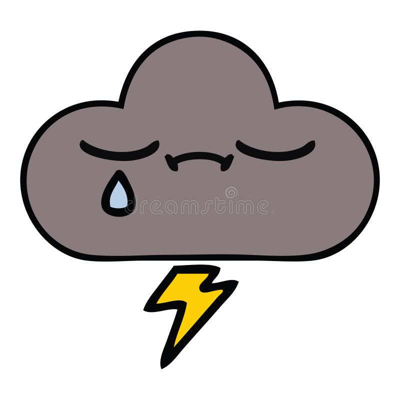 Cute cartoon storm cloud stock vector. Illustration of artwork - 147738474