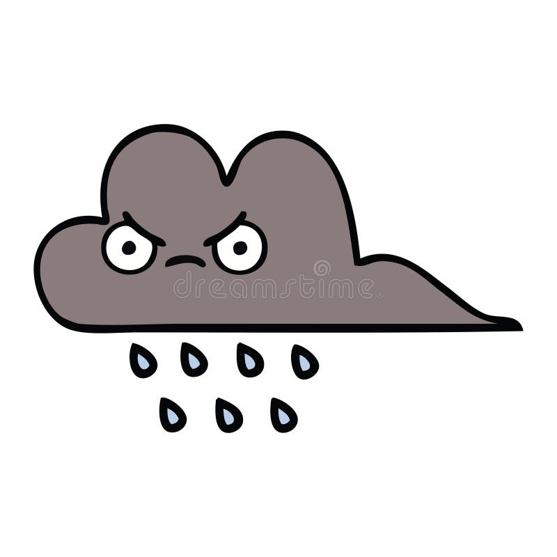 Cute Cartoon Storm Rain Cloud Stock Vector - Illustration of clip ...