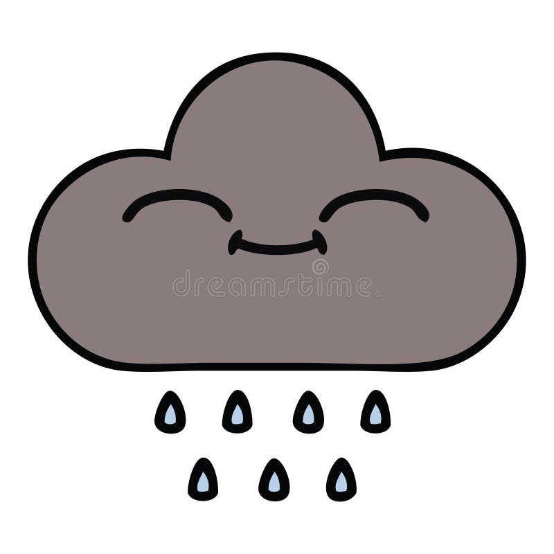 Cute Cartoon Storm Rain Cloud Stock Vector - Illustration of cloud ...