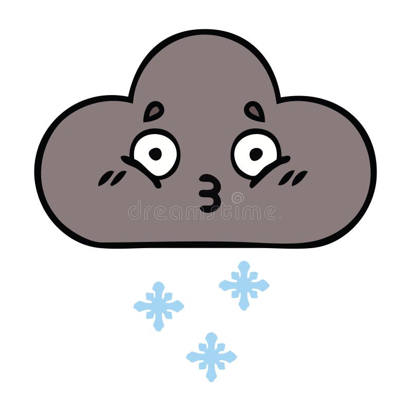 Cute cartoon storm snow cloud vector illustration