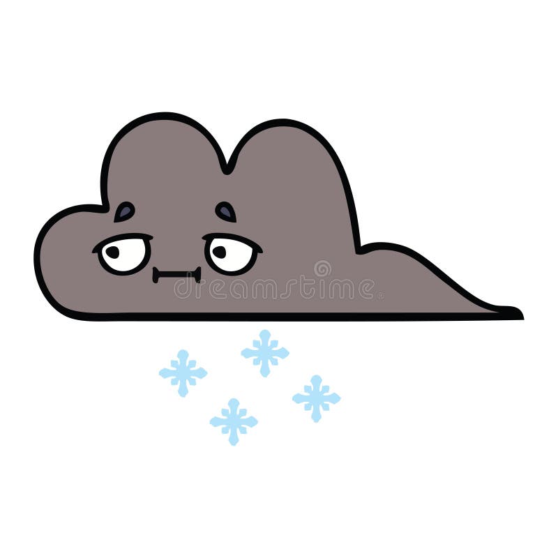 Cute cartoon storm snow cloud vector illustration