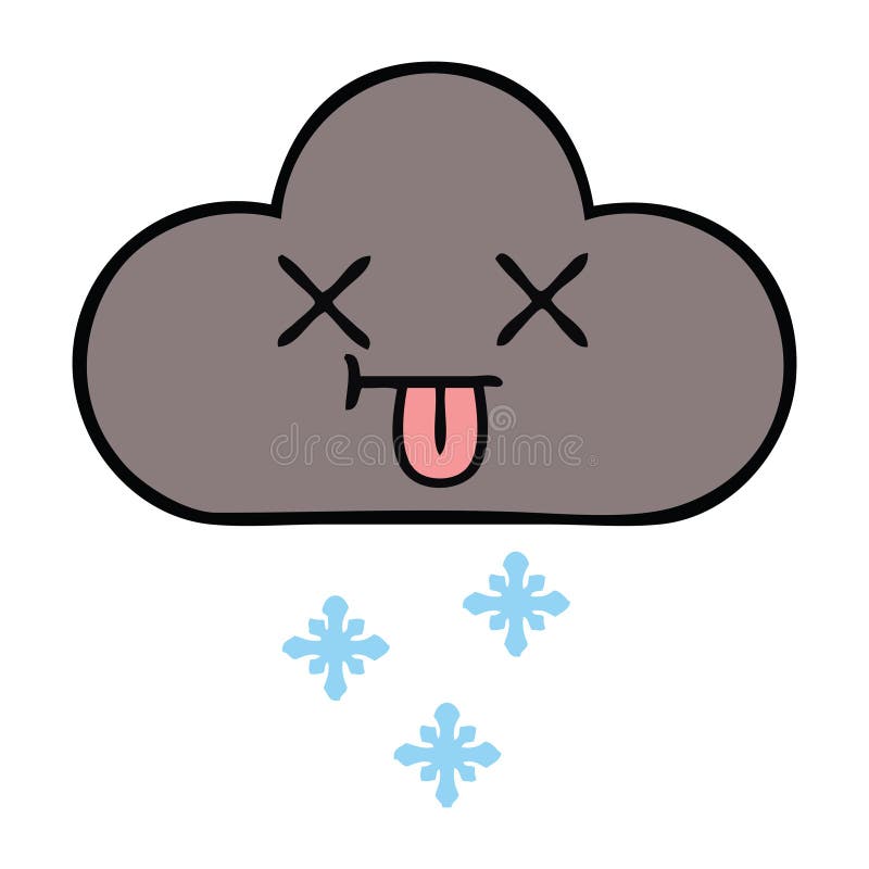 Cute cartoon storm snow cloud royalty free illustration.