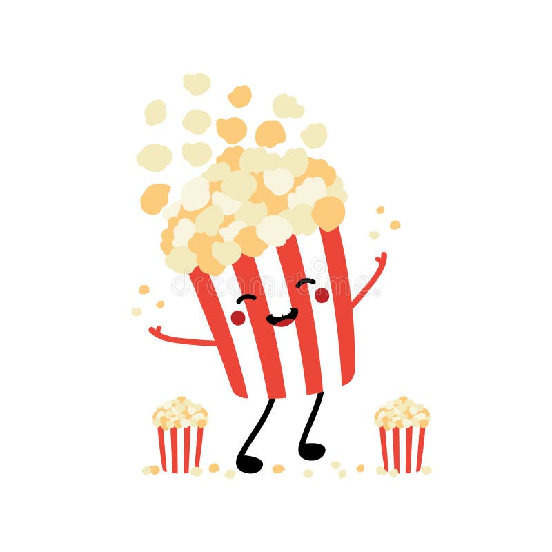 Cute Cartoon Style Popcorn Bucket Character Smiling, Having Fun, Throwing Up Popcorn Flakes in the Air Stock Vector - Illustration of striped, food: 184966344 Cute Cartoon Style Popcorn Bucket Character Smiling, Having Fun, Throwing Up Popcorn Flakes in the Air Stock Vector - Illustration of striped, food: 184966344