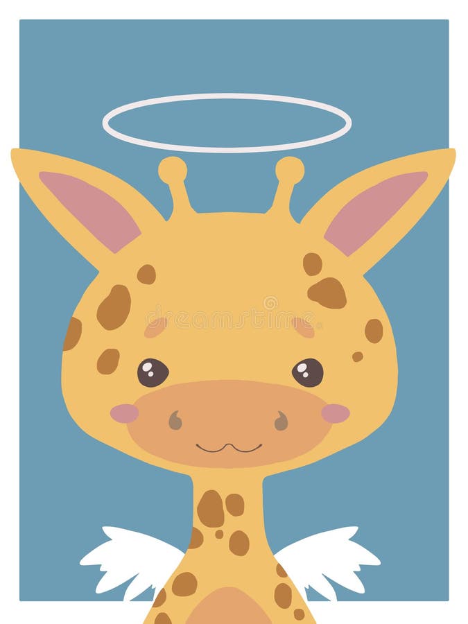 Cute cartoon style vector animal drawing of a guardian angel giraffe with halo and wings suitable for nursery royalty free illustration Cute cartoon style vector animal drawing of a guardian angel giraffe with halo and wings suitable for nursery royalty free illustration