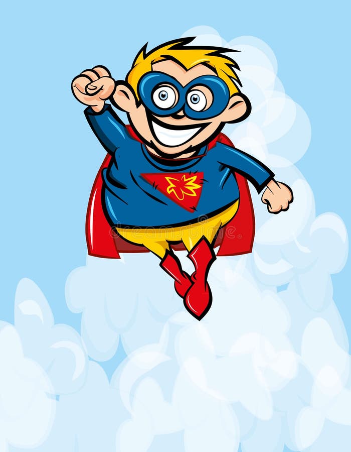 Download Cute Cartoon Superboy Flying Up Stock Vector - Illustration of male, protect: 19074456