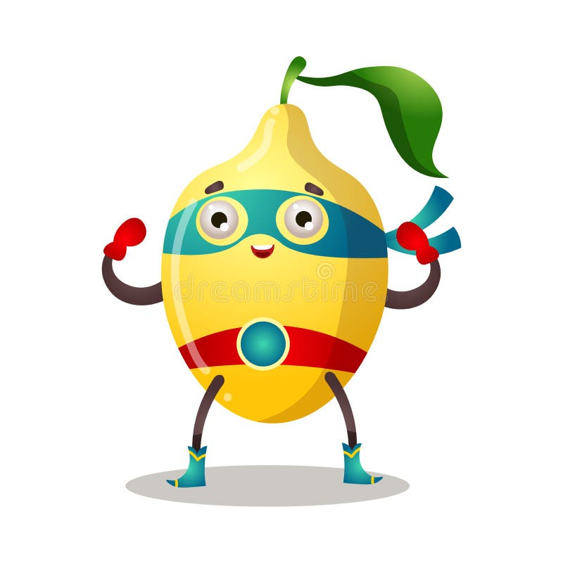 japanese hero lemon, vector mascot illustration, iso