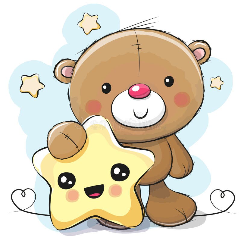 Cute Cartoon Teddy Bear with star stock illustration Cute Cartoon Teddy Bear with star stock illustration