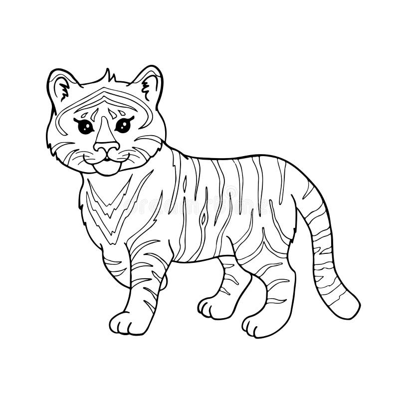 Cute Cartoon Tiger for Coloring Page or Book. Black and White Outline Vector Illustration of Wild Animal Character. Stock Vector - Illustration of cartoon, child: 218172919 Cute Cartoon Tiger for Coloring Page or Book. Black and White Outline Vector Illustration of Wild Animal Character. Stock Vector - Illustration of cartoon, child: 218172919