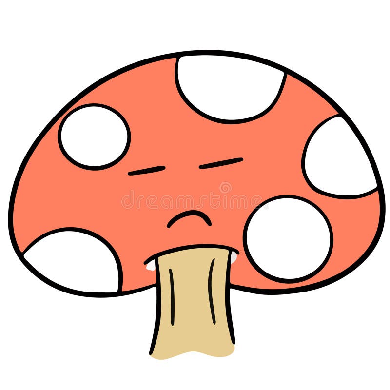 Cute Cartoon Toadstool Mushroom Cartoon Character Emoji Style Vector