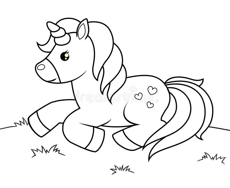 Download Cute Cartoon Unicorn. Ice Cream. Black And White Vector ...