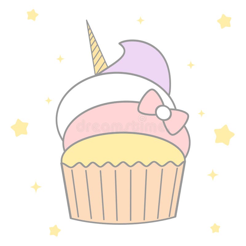 Cute Cartoon Unicorn Cupcake Vector Illustration Stock Vector ...