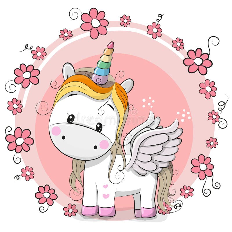 Cute Cartoon Unicorn stock illustration