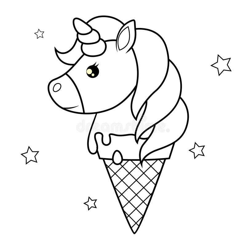 Cartoon Unicorn Outlined for Coloring Book Isolated on a White Background  Stock Vector - Illustration of isolated, head: 154069239