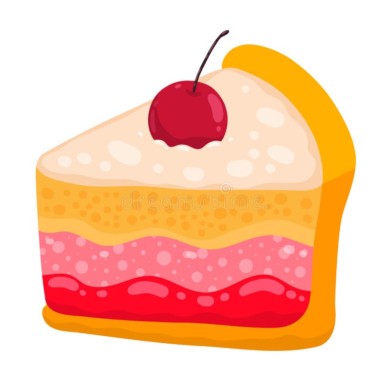 Cute cartoon vector cake piece. 