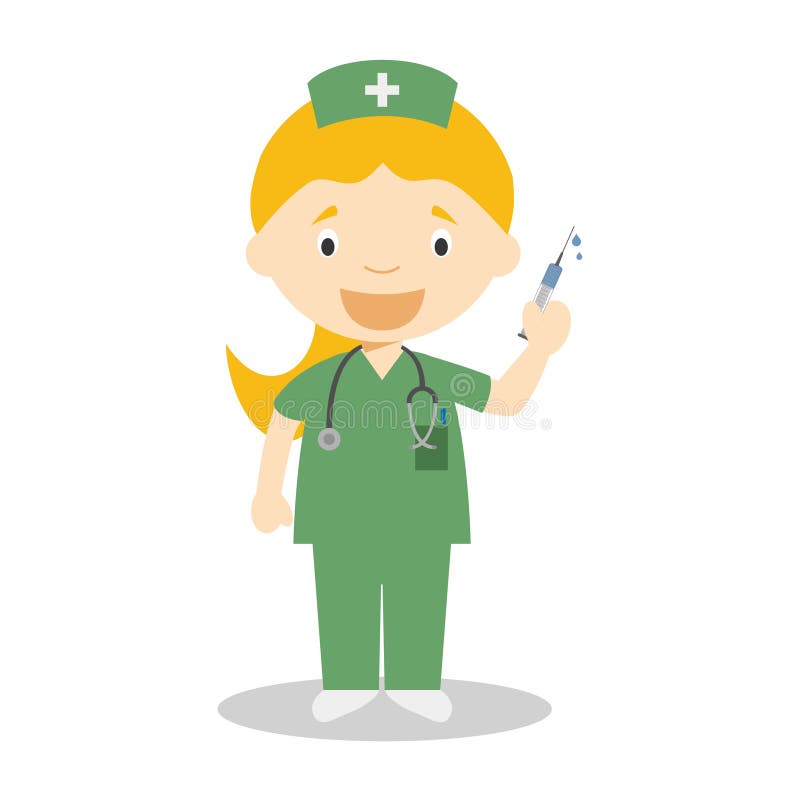 Cute Cartoon Vector Illustration Of A Female Nurse Stock Vector - Image