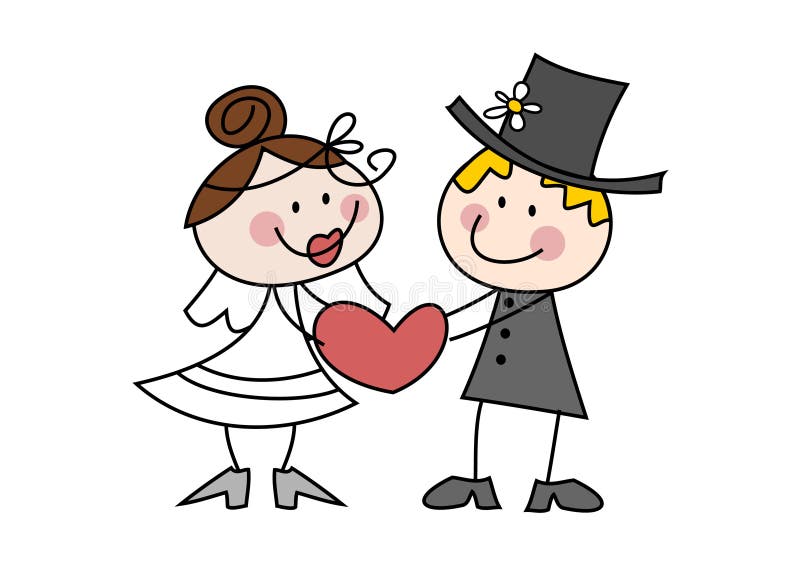 Cute cartoon wedding couple