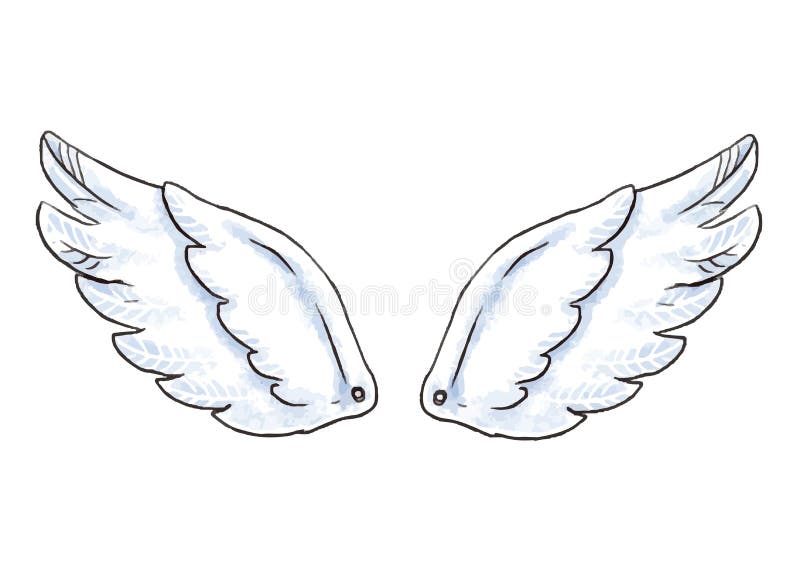 Cute cartoon wings. Vector illustration with white angel or bird wing icon isolated.