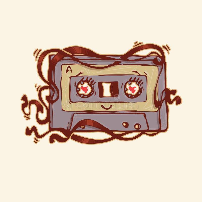 Cute cassette tape stock illustration. Illustration of style 64512988