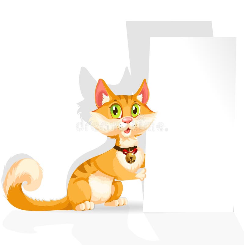 Cute cat with banner for text royalty free illustration