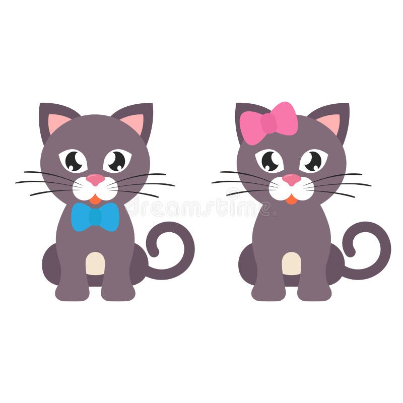 Cute cat boy and girl stock vector. Illustration of mammal 100648220