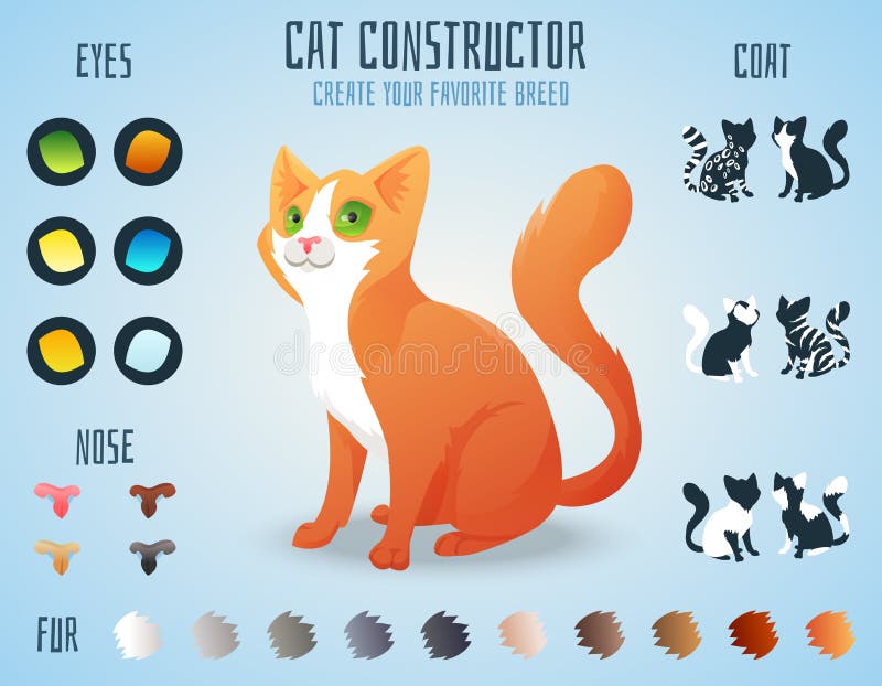 Cute cat breed constructor. You can create your stock illustration Cute cat breed constructor. You can create your stock illustration