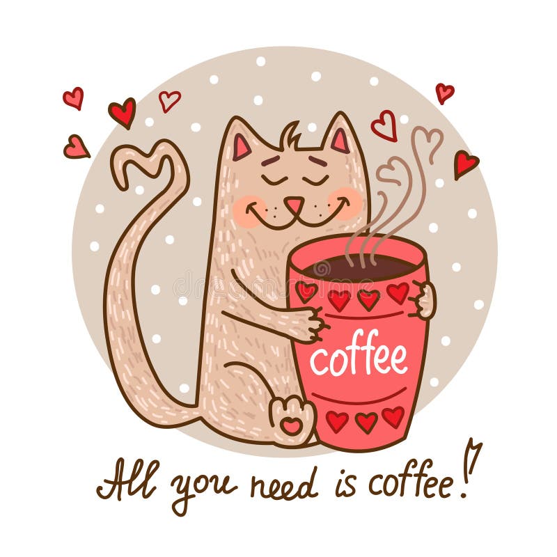 Cute cat with coffee