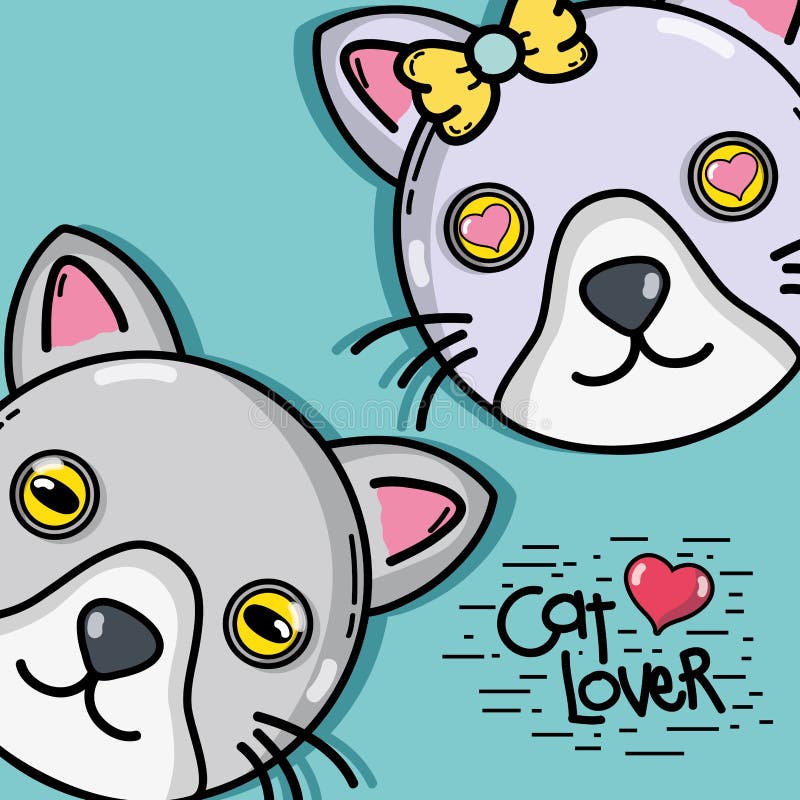 Cute Cat Couple Animal Design Stock Vector - Illustration of cuteness