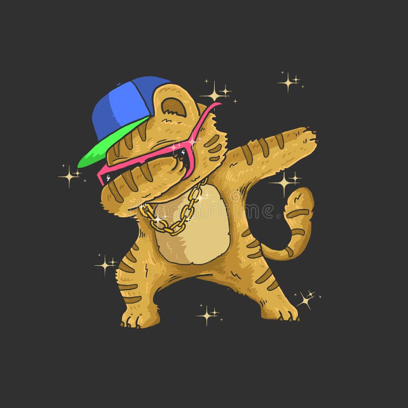 Cute cat dabbing dance illustration vector graphic