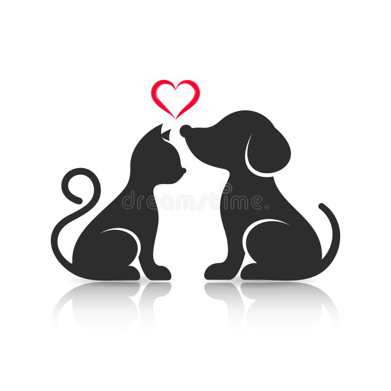 Cute cat and dog silhouettes