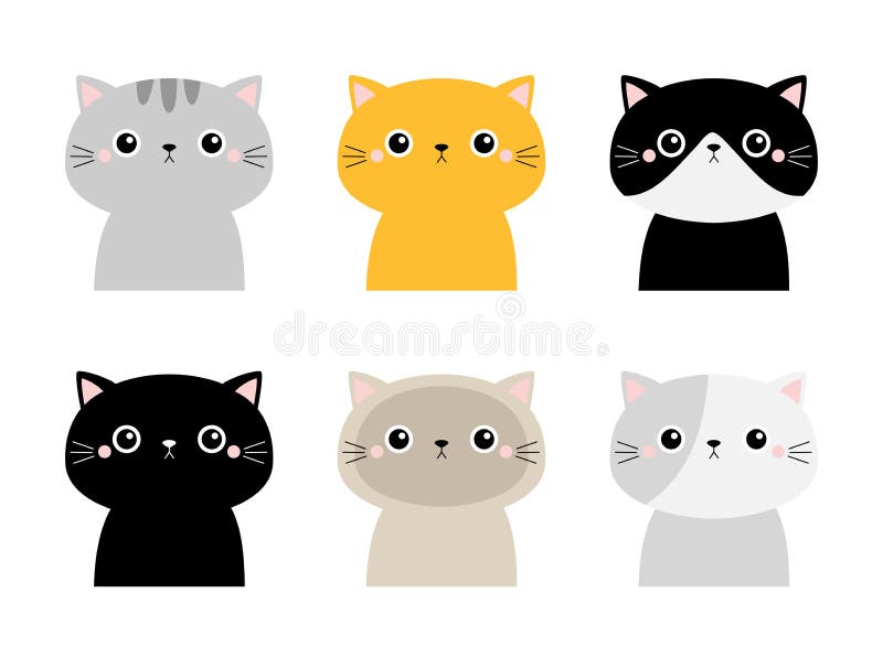 Lying Cat Icon Set. Siamese, Red, Black, Orange, Gray Color Cats in Flat  Design Style Stock Vector - Illustration of funny, flat: 74227785