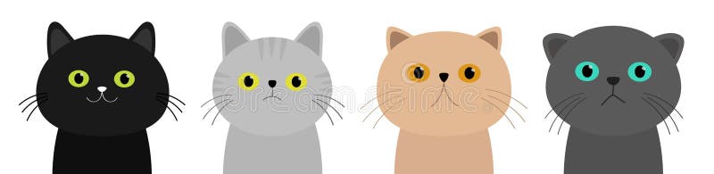 Cute Persian Cat Icon. Beige Kitten Face Head Silhouette. Yellow