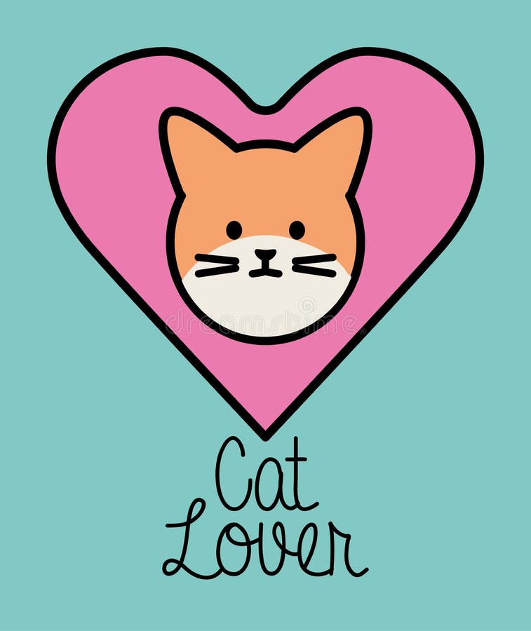 Cute Cat Mascot Adorable Head in Heart Character Stock Vector ...