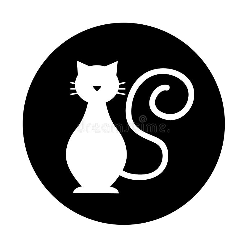 Cute Cat Mascot Silhouette Isolated Icon Stock Vector - Illustration of