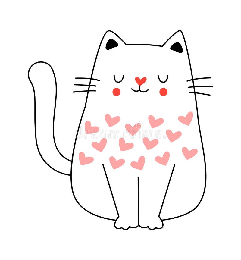 Cute Cat in Sweater Contemporary Line Art Element Stock Vector Illustration of cute, graphic