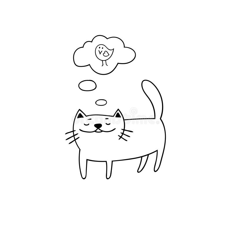 Download Thinking Cat Clipart Png - Desenho De Gato Simples - Full