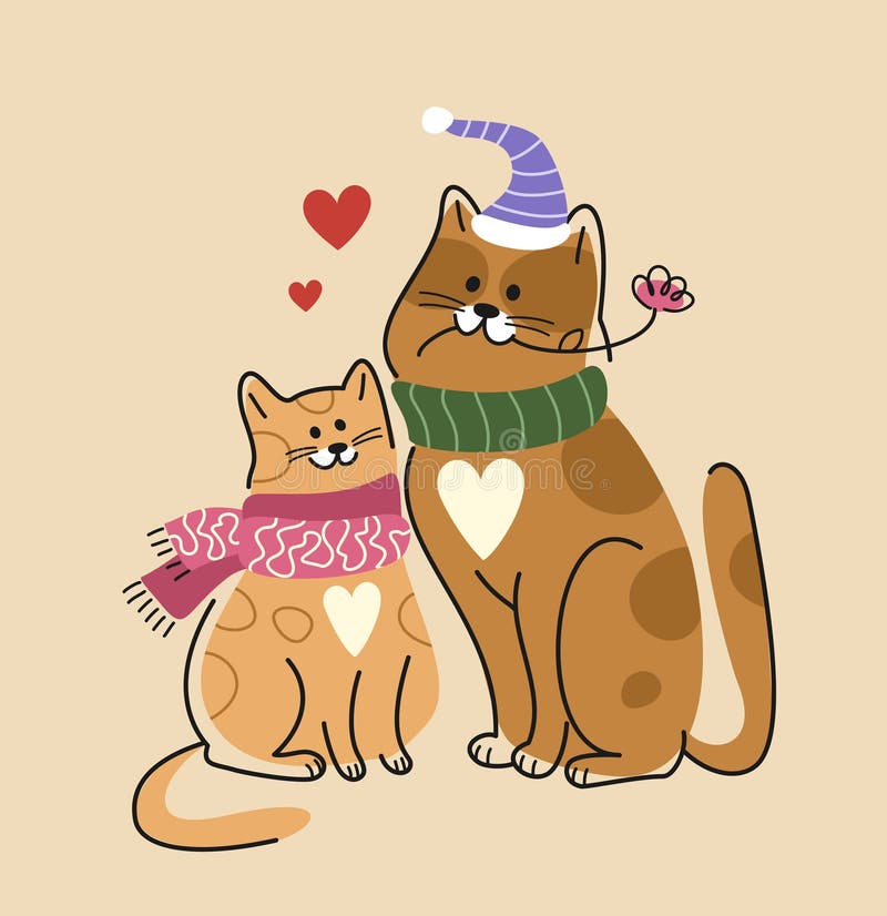 Cute Cat for Valentines Day Vector Illustration Stock Illustration ...