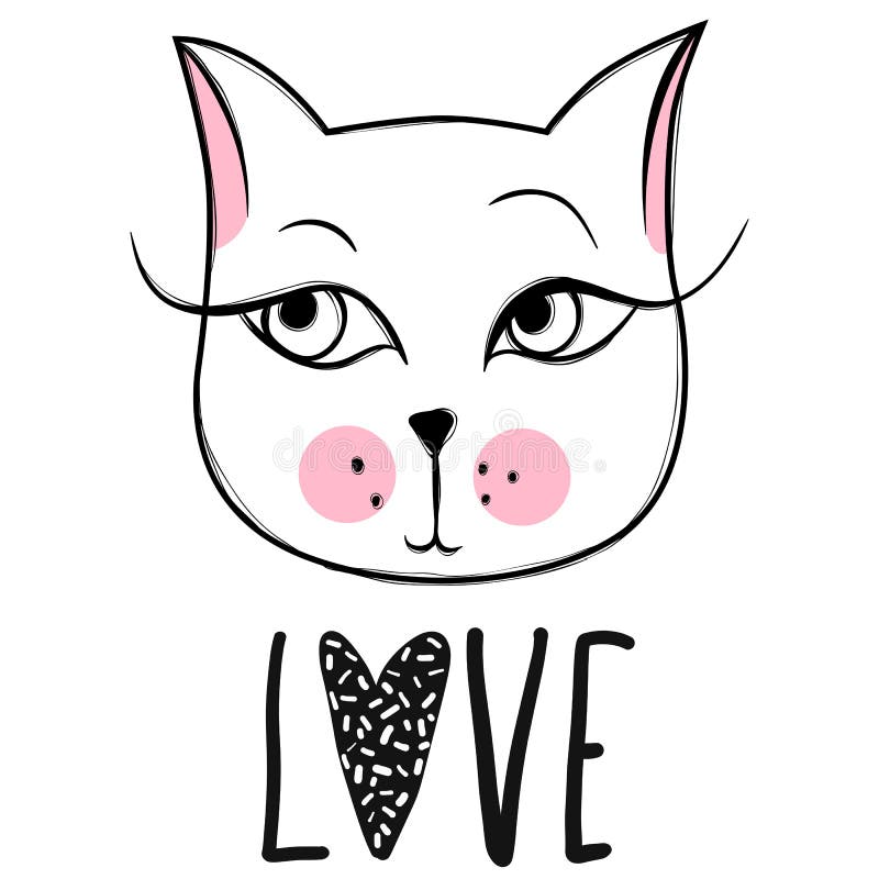 Cute Cat Vector Design. Girly Kittens. Fashion Cat`s Face Stock Vector ...