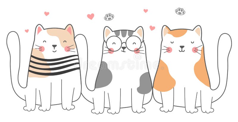 Cute cats collection stock vector. Illustration of happy - 236603376