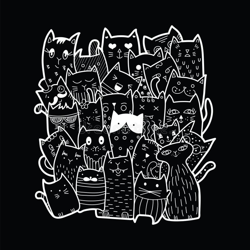 Doodle Cats and Cute Mouses Seamless Pattern Stock Vector ...