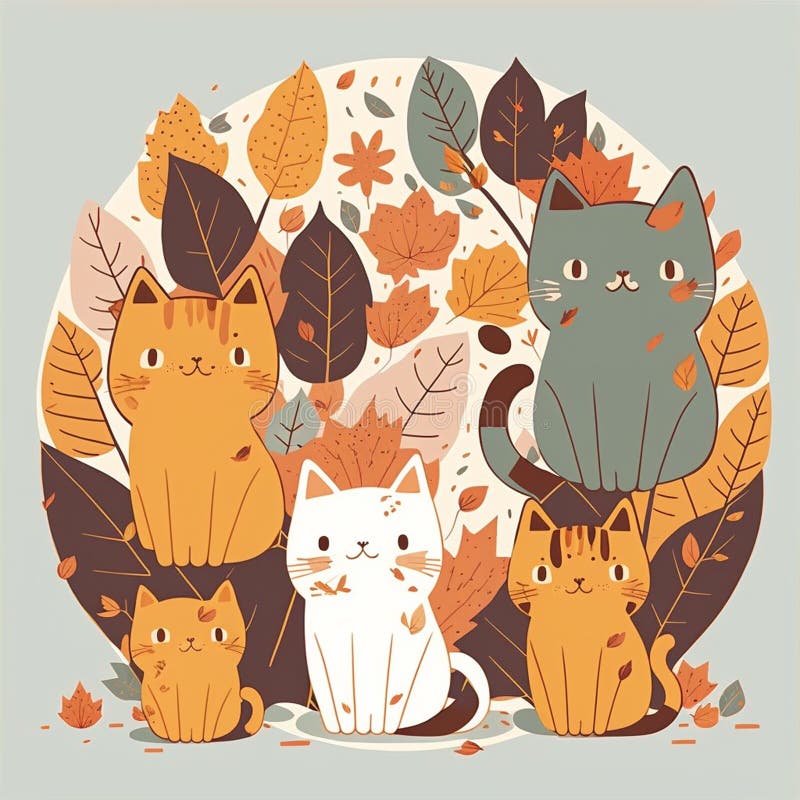 Cute Cats Everywhere, 2d Illustration , Clean Vector Line, Flat Colors ...