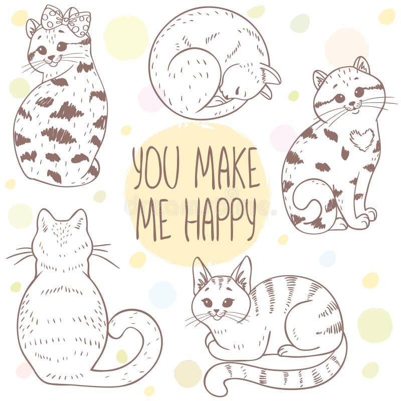 Cute cats set stock illustration