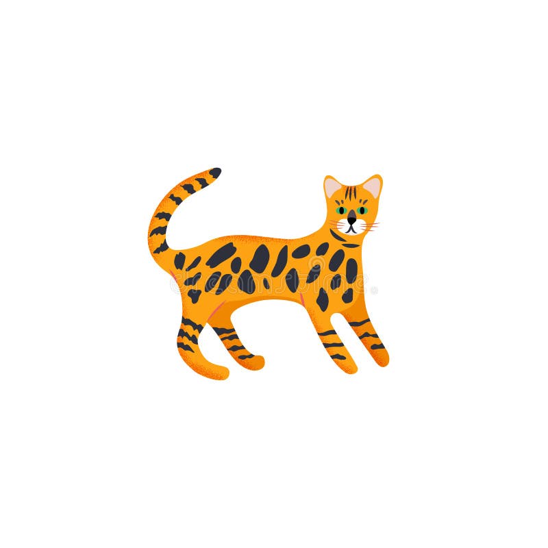 Cute Character Cartoon Style of Cat. Icon of Bengal Breed for Different  Design Stock Vector - Illustration of bengal, pedigree: 136548090