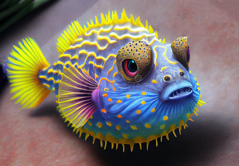 A Cute and Charming Puffer Fish, with Its Distinctive Round Shape and